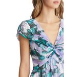 Tadashi Shoji Edith Printed Floral A-Line Dress Tea Midi Length Lilac NWT Size 8 Photo 5