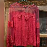 Red vintage lace look deep red Top Photo 0