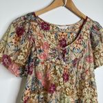 Derek Heart Boho Floral Blouse Top Lightweight Approx Size Small Brown Burgundy Photo 1
