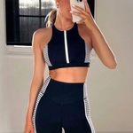 IVL Collective Checkered Zip Front Sports Bra Crop Top Black White Size 6 Photo 1
