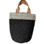 COCOBELLE BUZIO COWRIE & RAFFIA X LARGE TOTE BAG Black Photo 0