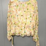 Lulus  Spring Vibes White Floral Print Cutout Long Sleeve Peplum Top XL Photo 7