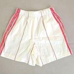 ZARA White and Red Striped Cotton Linen Shorts with Drawstring Photo 1