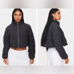 Pretty Little Thing  Cropped Puffer Zip Up Jacket Black Size 4 Photo 1