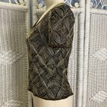 Papell Boutique Vintage 90s Evening Silk Beaded Top S Black Gold Holiday Glam Photo 15