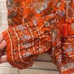 J.Jill  Floral Paisley Print Boho Shorts Orange Womens Medium Tassel Drawstring Photo 4