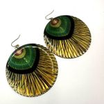 Gold tone peacock statement earrings Photo 2