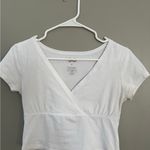 SO  White Small V Neck Cropped Short Sleeve Top Juniors Photo 0