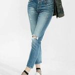 EXPRESS Vintage Skinny High Rise Ankle Button Fly Jeans Womens Size 0 Distressed Photo 0