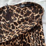 ZARA  satin animal print asymmetrical pleated leopard print midi / maxi skirt Photo 1