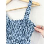 J.Crew NEW Smocked Tank Top Blouse Small Blue Plaid Lightweight Spring Shirred Photo 2