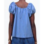 Madewell NWT Size 6 Square-Neck Puff-Sleeve Shirt Blue And White Stripe Cotton Photo 1