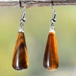 Tiger’s Eye Teardrop Pendant Hook Earrings Brown Photo 1