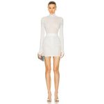 Alex Perry Ruched Crystal Mini Skirt in White US 2 New Womens Stretchy Photo 0