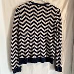 Lands' End Lands’ End 100% Supima Cotton Cardigan Womens‎ Size Small Navy and White Chevron Photo 1