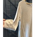 Elle Womens Sweater Sz XL Light Grey Beige Scallop Neckline Lace Cottagecore Photo 1