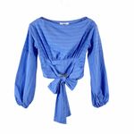 Likely Collins Blue Bow Tie Puff Sleeve Striped Top XS NWT Photo 1