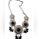 BaubleBar Gold (Faux) Statement necklace With Black White & Rhinestone Trim Floral Motif Photo 4