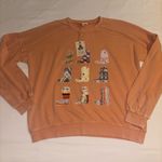 easel  boot print orange crewneck sweatshirt  size small Photo 0