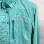Under Armour  women's turquoise heat gear‎ long sleeve active button zip shirt M Photo 4
