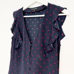 Intermix  Women's Silk Polka Dot Dress Blue Red Size‎ Small Photo 4