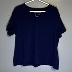 Susan Graver  Women’s Navy V-Neck Short Sleeve Top Size Large Photo 0