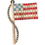 Vintage Rhinestone American Flag Brooch Patriotic USA Pin Costume Jewelry 4th Photo 0