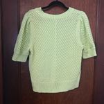 CAbi  Beaming Sweater Lemon Lime Green Puff Sleeve Crochet M Photo 3