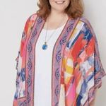 Tolani  Collection Kimono Women 2X Modal Open Front Loose Tropical Unique Artsy Photo 2
