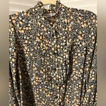 Nili Lotan womens size Small high neck long sleeve floral blouse top Black Size M Photo 4