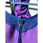 Wacoal Purple Blue Zipper Front High Impact Sports Bra Racerback Mesh Size 38DDD Photo 3