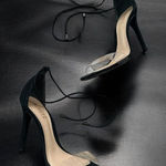 Schutz Black Lace Up Clear Strap Heels Size 8.5 Photo 0