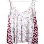 ZARA Trf | Printed Cream & Burnt Red Orange Boho Festival Flowy Tank Top Size M Photo 1