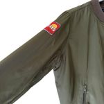 Kendall + Kylie  Bomber Jacket Khaki Green Babe Patches Zip Front Women's SZ M Photo 3