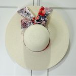 Straw Sun Hat Wide Brim Floral Bow 100% Grass Small Beachy Summer Chic Vacation Pink Photo 2