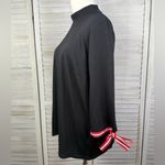 Eloquii  Black 3/4 Sleeve Mockneck Top w Striped/Tied Sleeves-16 Photo 2