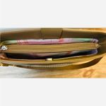 Fossil  Woven Shoulder Bag - Purse with Wooden Key Charm - Pastel Plaid Lining Photo 5