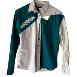 Vintage 80s Lilia Smith Western Shirt Small USA Made Colorblock Yoke Snap Top White Photo 0