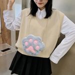 🆕Gray Faux Fur Cat Paw Crossbody Bag Purse Gray Photo 1