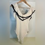 NWT SEROV KNIT BODYSUIT OFF WHITE & BLACK TRIM large Photo 3
