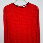 Ganni  Mullin Georgette Blouse US 4 Red Black Polka Dot Sheer‎ Long Sleeve Ruffle Photo 4