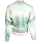 Love Tree  Pistachio Ombre Oversized‎ Cropped Cable Knit Sweater Juniors Large Photo 3