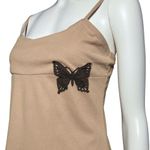 Vintage Y2K Asymmetrical Butterfly Going Out Top Fairycore Tan S/M Festival Tank Size M Photo 5