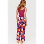 Jules & Leopold  Floral Pull On Wide Leg Pants Boho Hippie‎ 70s Size Medium New Photo 1