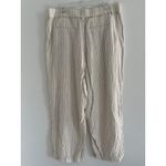 A New Day Trouser Pants Womens 16 Cream Pinstripe Linen Blend Wide Leg Career Photo 1