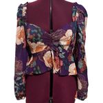 Band of Gypsies BAND OF THE FREE Floriane Pinch Front Puff Sleeve Cropped Top Floral NWT Medium Photo 1