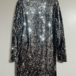 Primark Women’s Primary All Over Sequins Black & Silver Long Sleeve Dress Size Large Photo 7