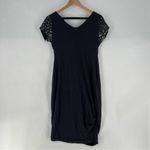 Manila Grace Soft Lightweight Cotton Dolman Sequin Sleeves Cowl Neck Dress Blue Size M Photo 10