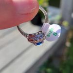 Boutique Sapphire Diamond Ring | Platinum Plated 925 Sterling Silver Size 8 Photo 2