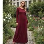 Bishuige Maxi Dress 2XL Burgundy Pockets Minimalist Lagenlook Casual Modest Boho Red Size XXL Photo 1